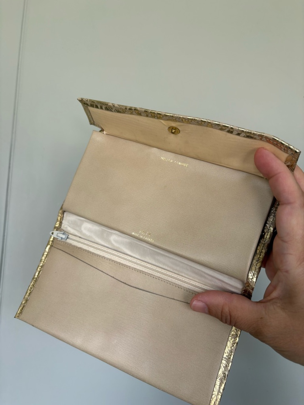 Vintage Elegant Gold Leaf-Embossed Women’s Clutch Wallet Rolf’s cowhide leather - Picture 4 of 12